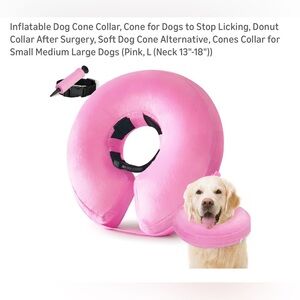 Pink Inflatable Large Dog Cone Collar. See pictures and size